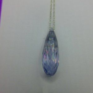 Lavender Aura Quartz Faceted Drop Gemstone 18" Dainty Necklace